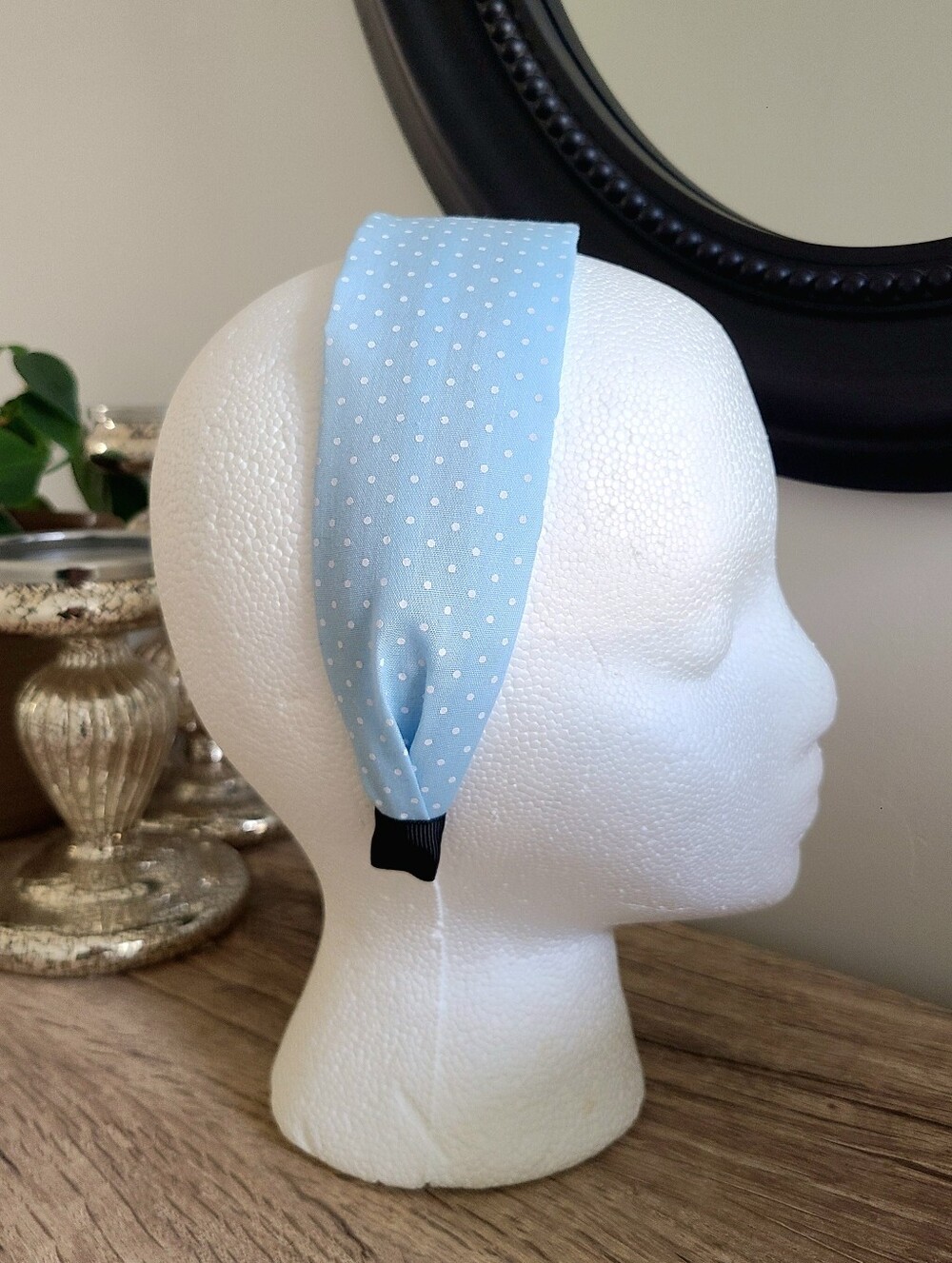 Baby Blue Polka Dot Headband, Women's Headband, Hair Accessories